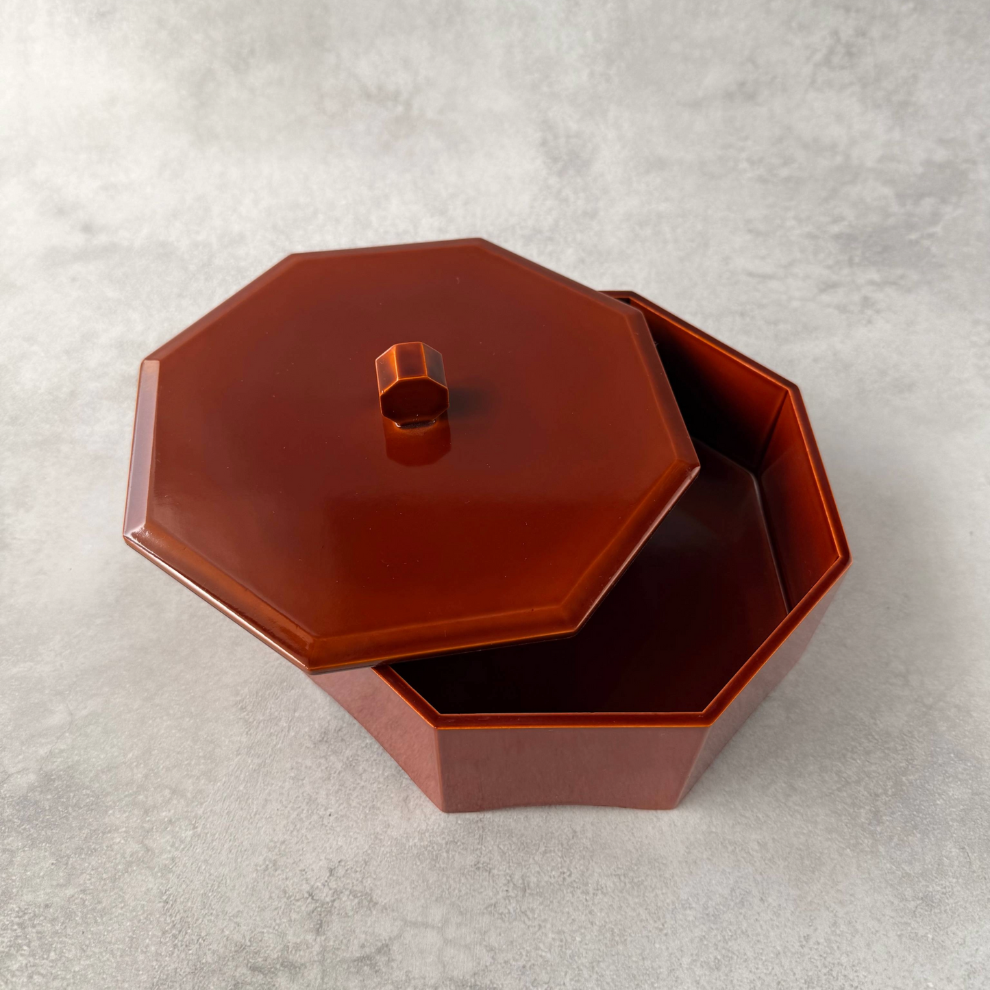 蓋付き八角漆器|ヴィンテージ漆器|17cmの伝統的な食器