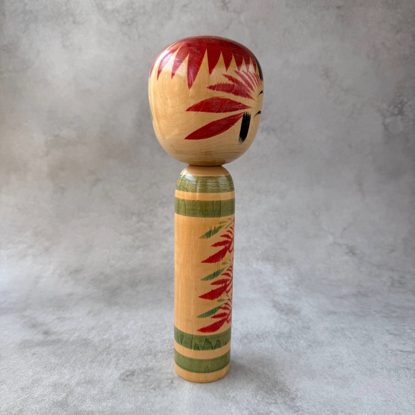 Traditional Kokeshi Doll by Setsuko Takanashi (Togatta Style), ca. 1973, 9.8 in / 0.79 lb | Only 1 Available