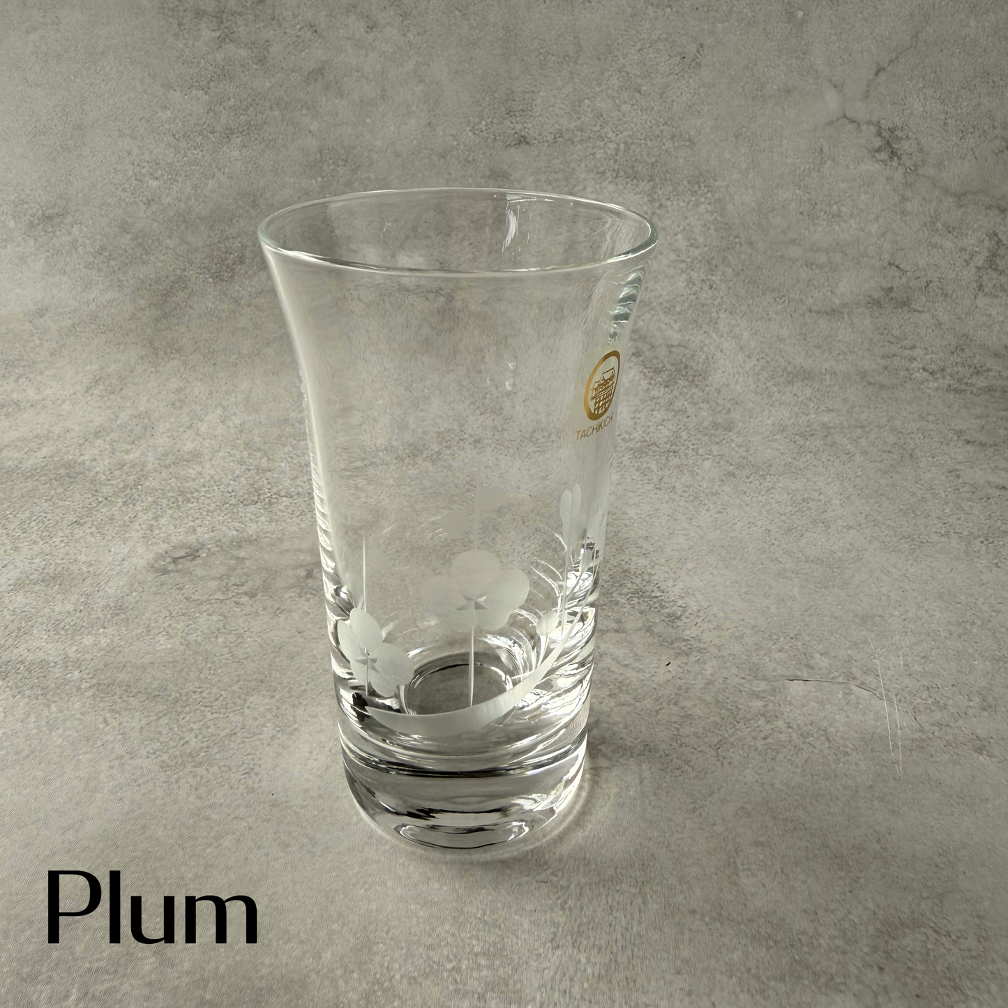 Vintage Japanese Cut Glass Beer Tumblers Set of 5 - TACHIKICHI Korin 1980s Floral Motifs
