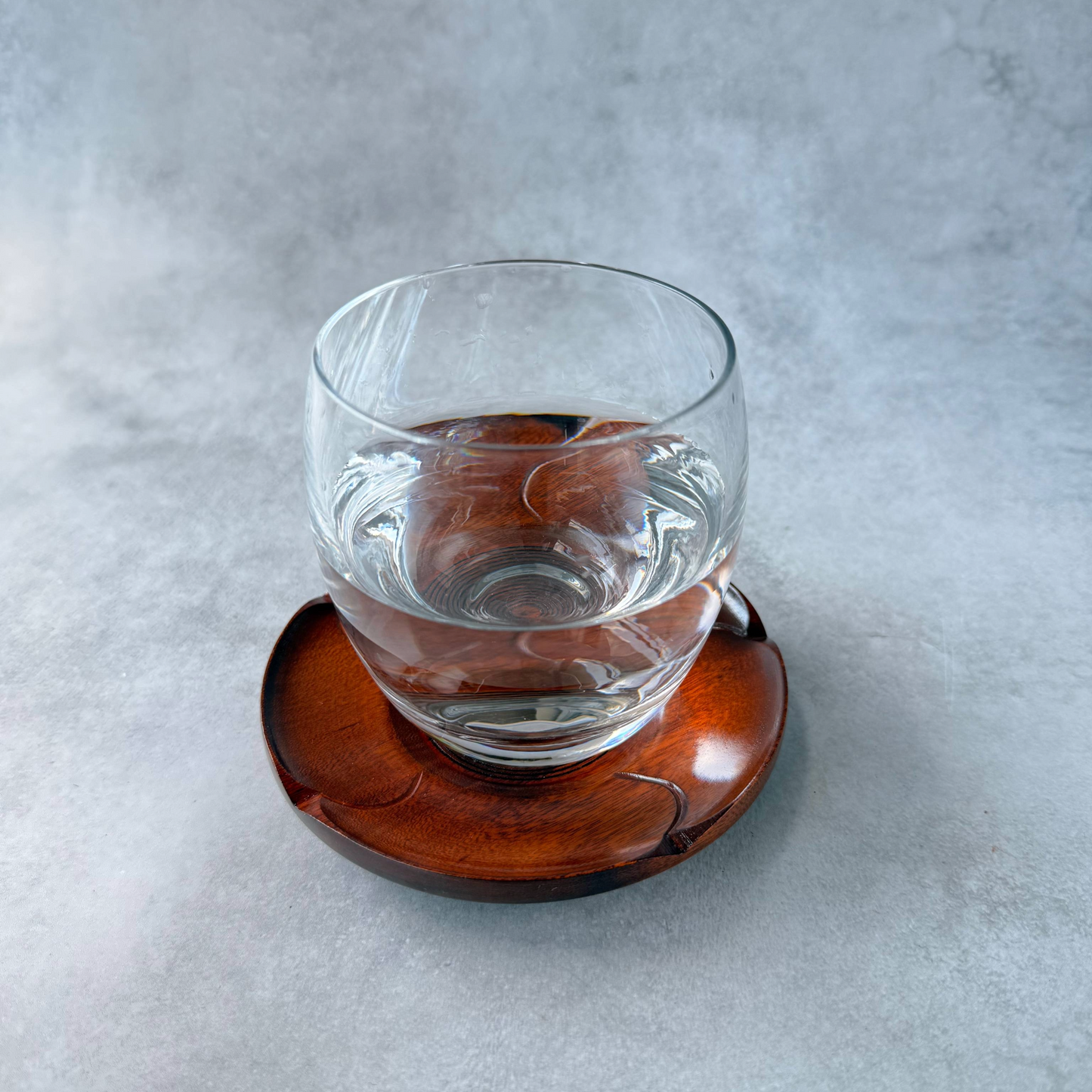 Set of 5 Vintage Japanese Lacquered Coasters | Hand-Carved Natural Wood Tea Saucers Japanese Lacquerware Tea Coasters | Set of 5 Natural Wood Petal-Shaped Plates