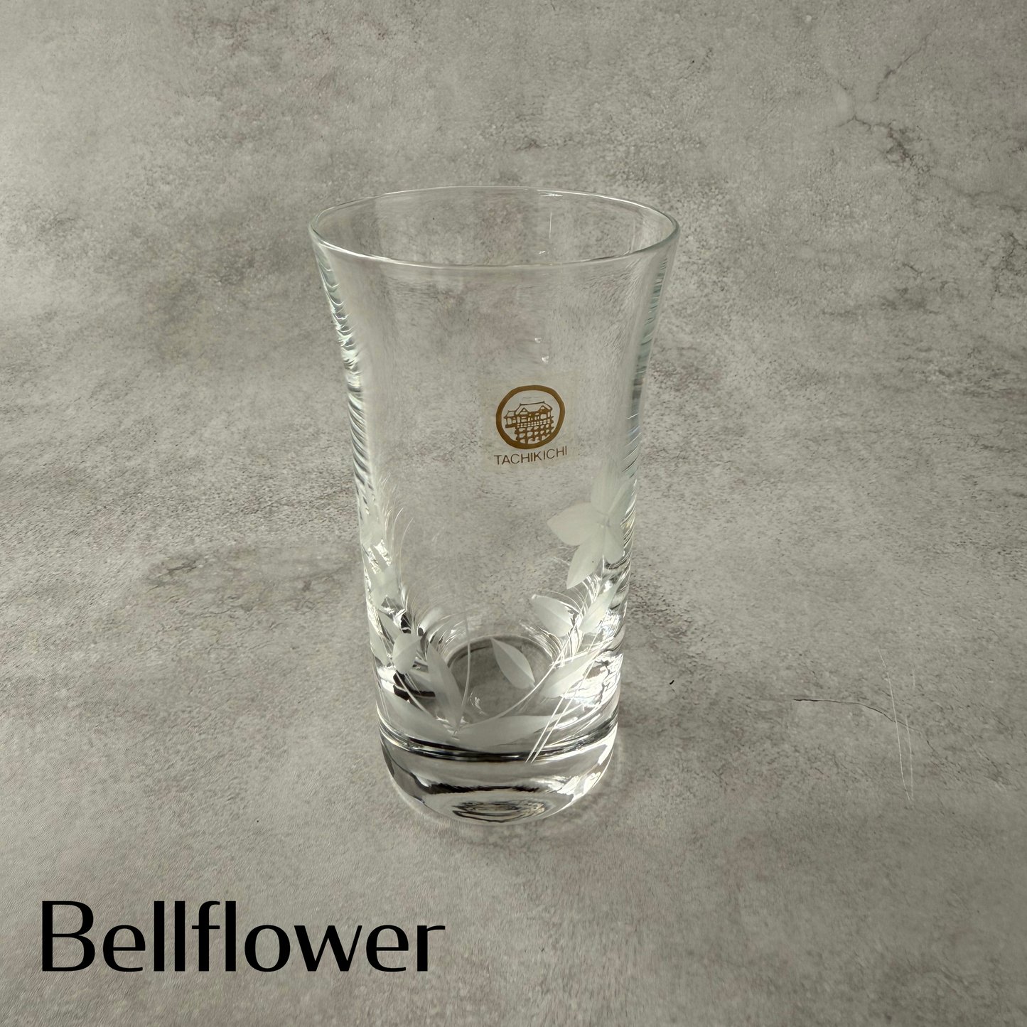 Vintage Japanese Cut Glass Beer Tumblers Set of 5 - TACHIKICHI Korin 1980s Floral Motifs
