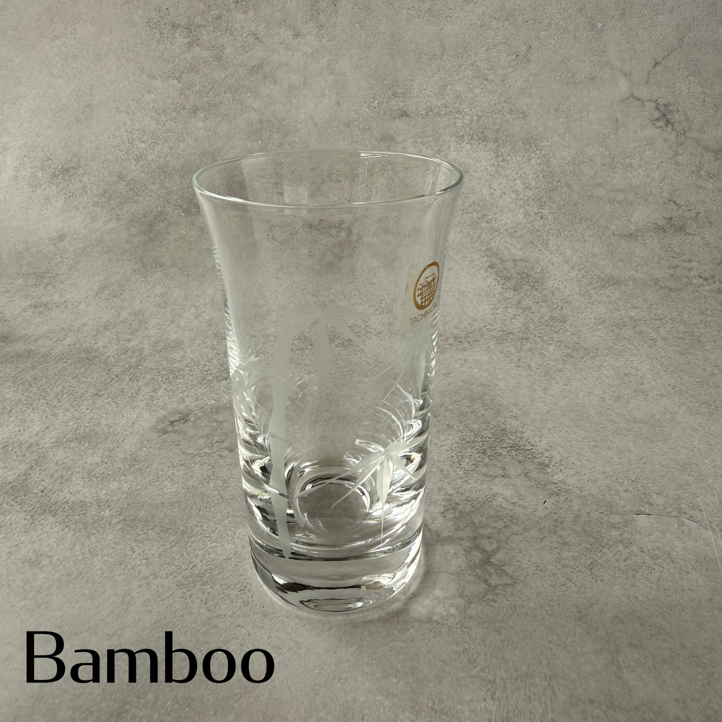 Vintage Japanese Cut Glass Beer Tumblers Set of 5 - TACHIKICHI Korin 1980s Floral Motifs