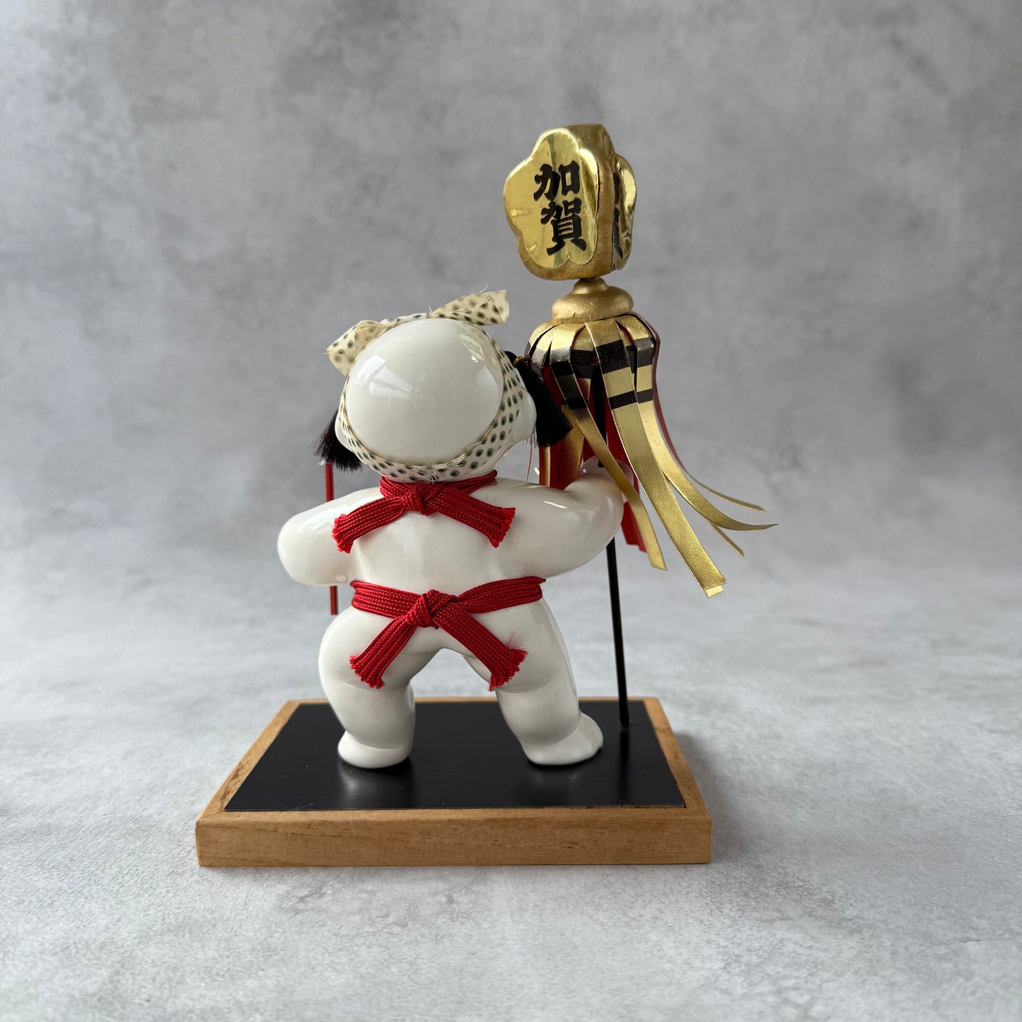 Vintage Japanese Warrior Doll – Kintaro with Gold Folding Screen | Traditional Kaga Folk Art from 1970s Japan