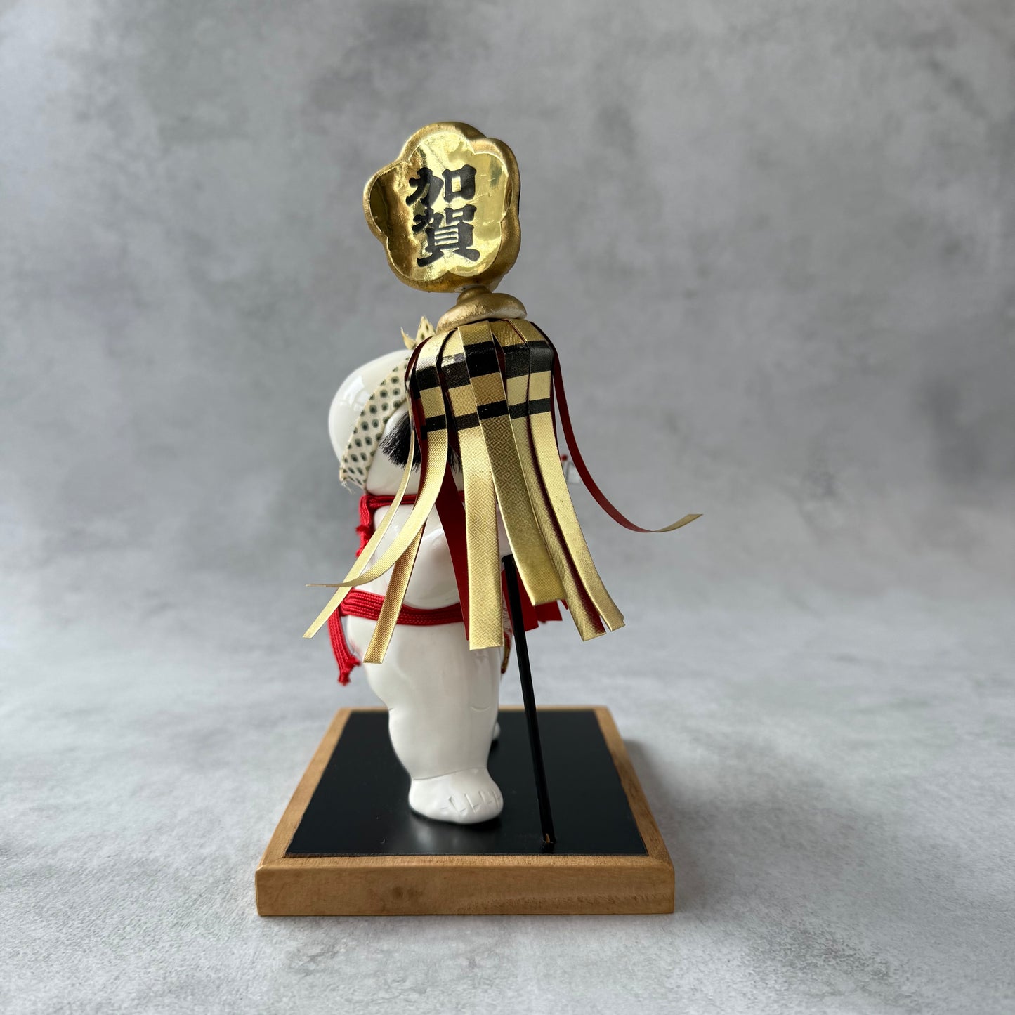 Vintage Japanese Warrior Doll – Kintaro with Gold Folding Screen | Traditional Kaga Folk Art from 1970s Japan