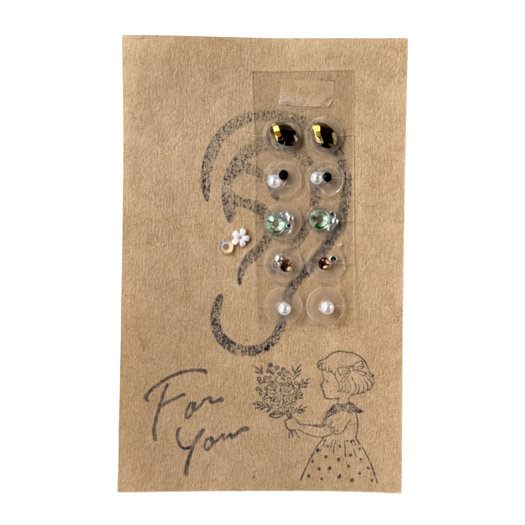 Ear Acupressure Jewelry Self-Care Set, 10 Pieces with Basic Steps & Target Points Guide