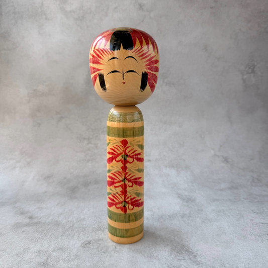 Traditional Kokeshi Doll by Setsuko Takanashi (Togatta Style), ca. 1973, 9.8 in / 0.79 lb | Only 1 Available