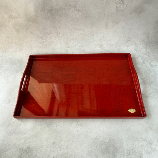 1980s Vintage Lacquer-Style Serving Tray with Handles (Synthetic Lacquerware, Boxed)