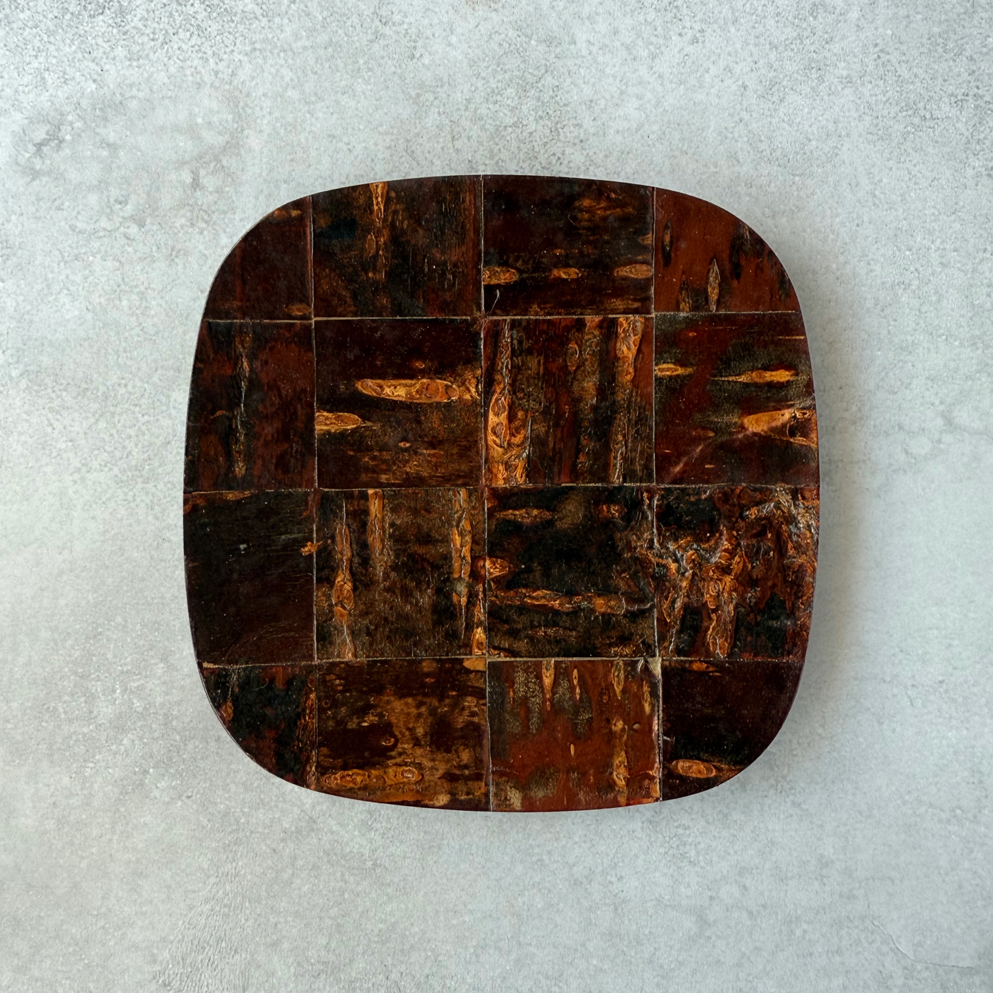 [Handcrafted Kabazaiku Tray Set of 5] Traditional Japanese Cherry Bark Craft from Akita – Square Plates 13cm (5.12in)