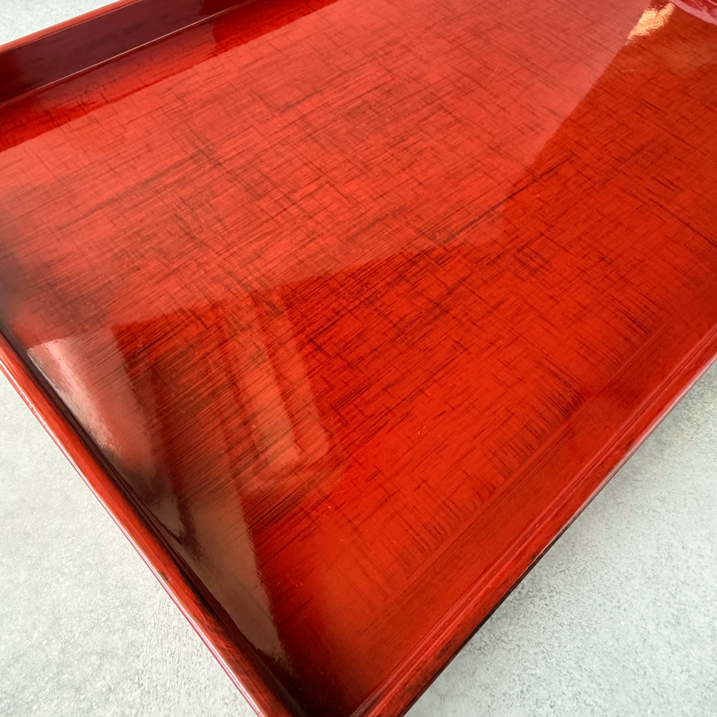 1980s Vintage Lacquer-Style Serving Tray with Handles (Synthetic Lacquerware, Boxed)