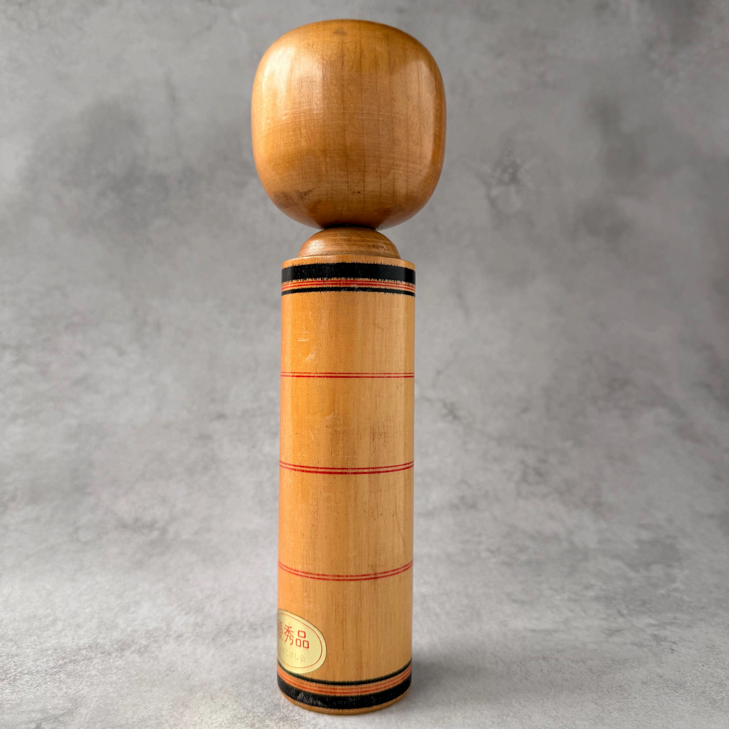 [Award-Winning Artist] Akira Ohe Vintage Kokeshi Doll, Togatta Style, 1970s – 9.45 inch Hand-Painted Japanese Folk Art