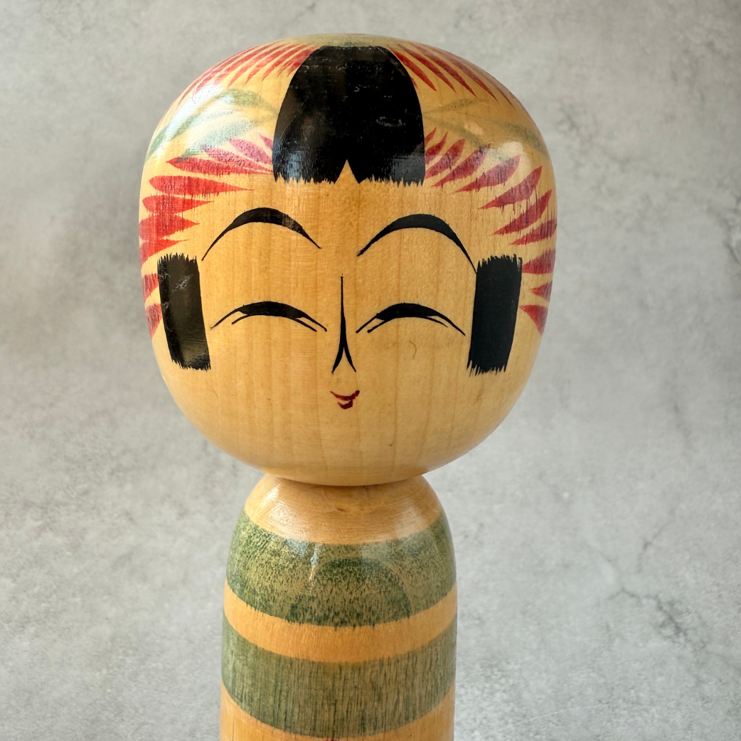 Vintage Kokeshi Doll by Kazuo Sato (1942–2017) | Akiu, Sendai | Traditional Togatta Style | 24cm Japanese Wooden Folk Art