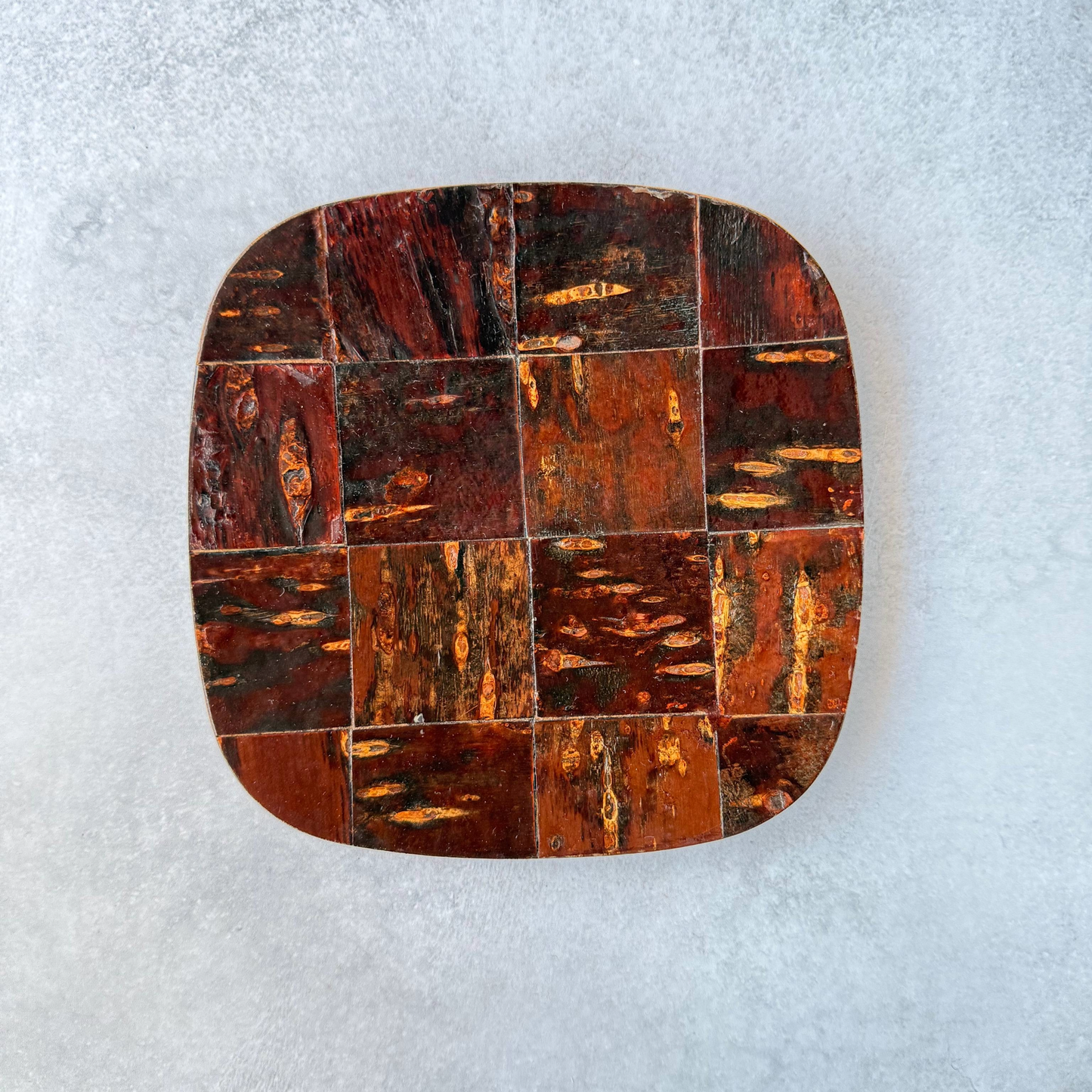 [Handcrafted Kabazaiku Tray Set of 5] Traditional Japanese Cherry Bark Craft from Akita – Square Plates 13cm (5.12in)