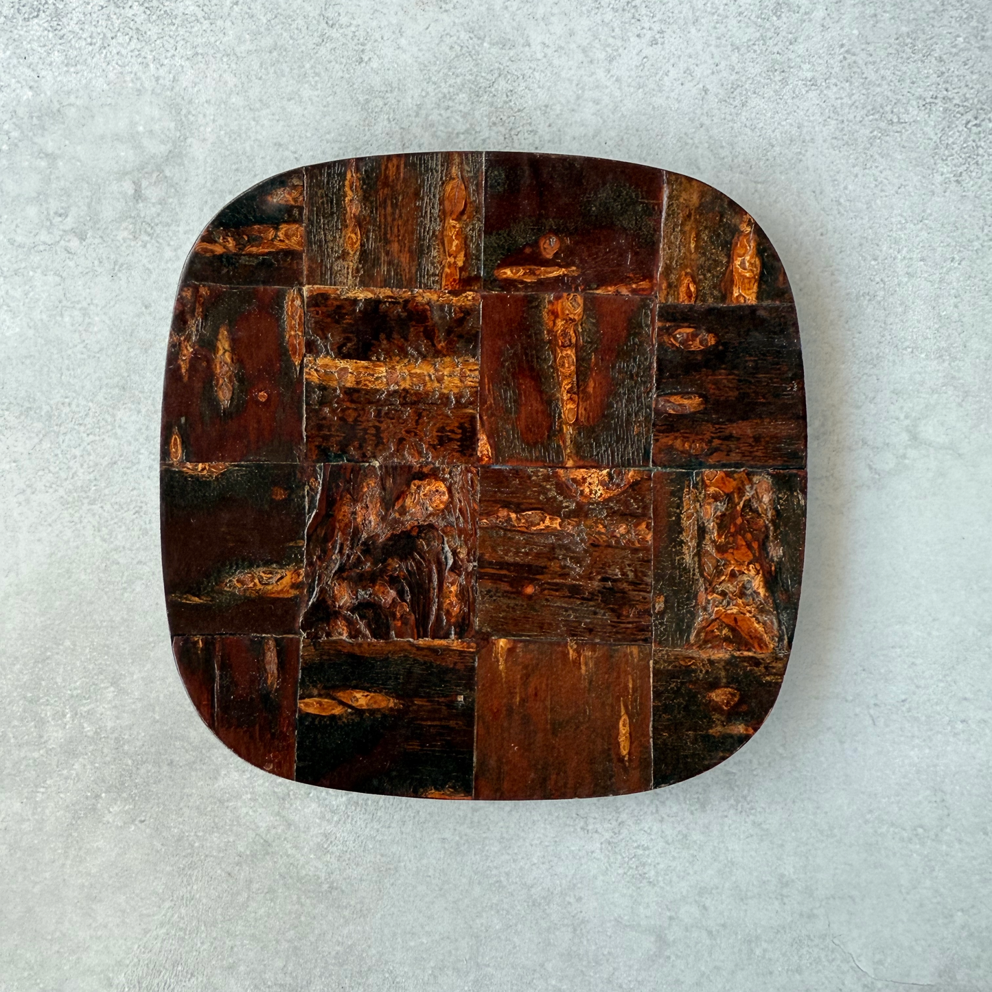 [Handcrafted Kabazaiku Tray Set of 5] Traditional Japanese Cherry Bark Craft from Akita – Square Plates 13cm (5.12in)