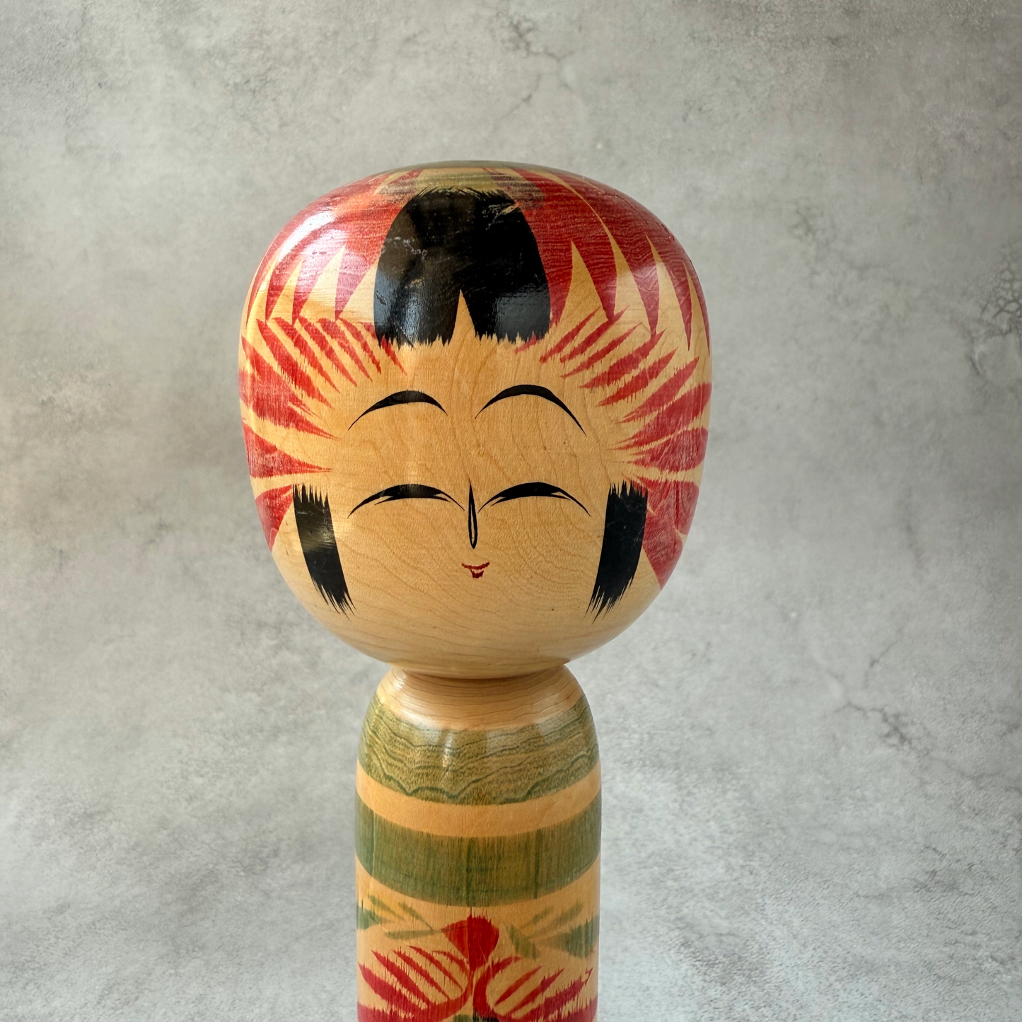 Traditional Kokeshi Doll by Setsuko Takanashi (Togatta Style), ca. 1973, 9.8 in / 0.79 lb | Only 1 Available