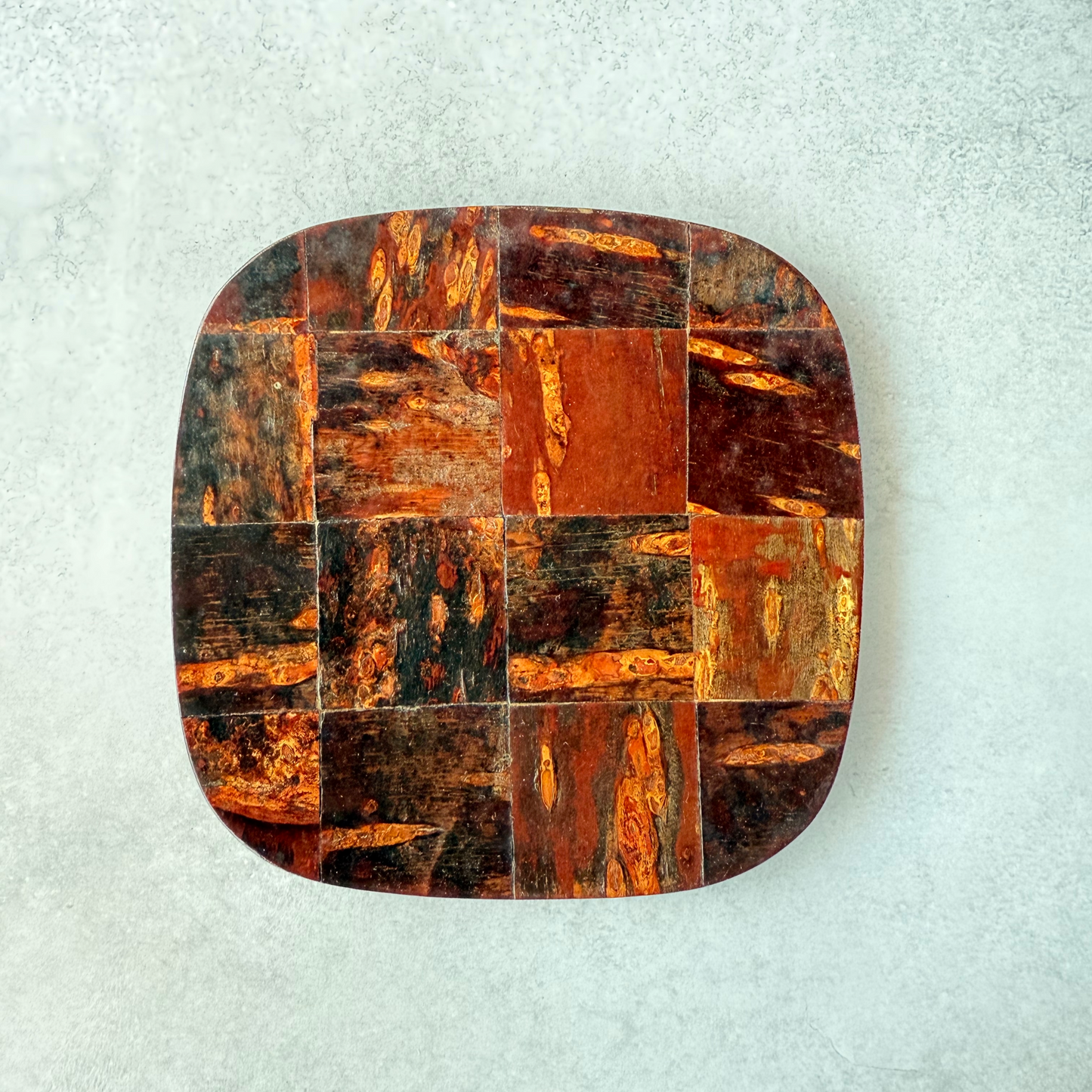 [Handcrafted Kabazaiku Tray Set of 5] Traditional Japanese Cherry Bark Craft from Akita – Square Plates 13cm (5.12in)