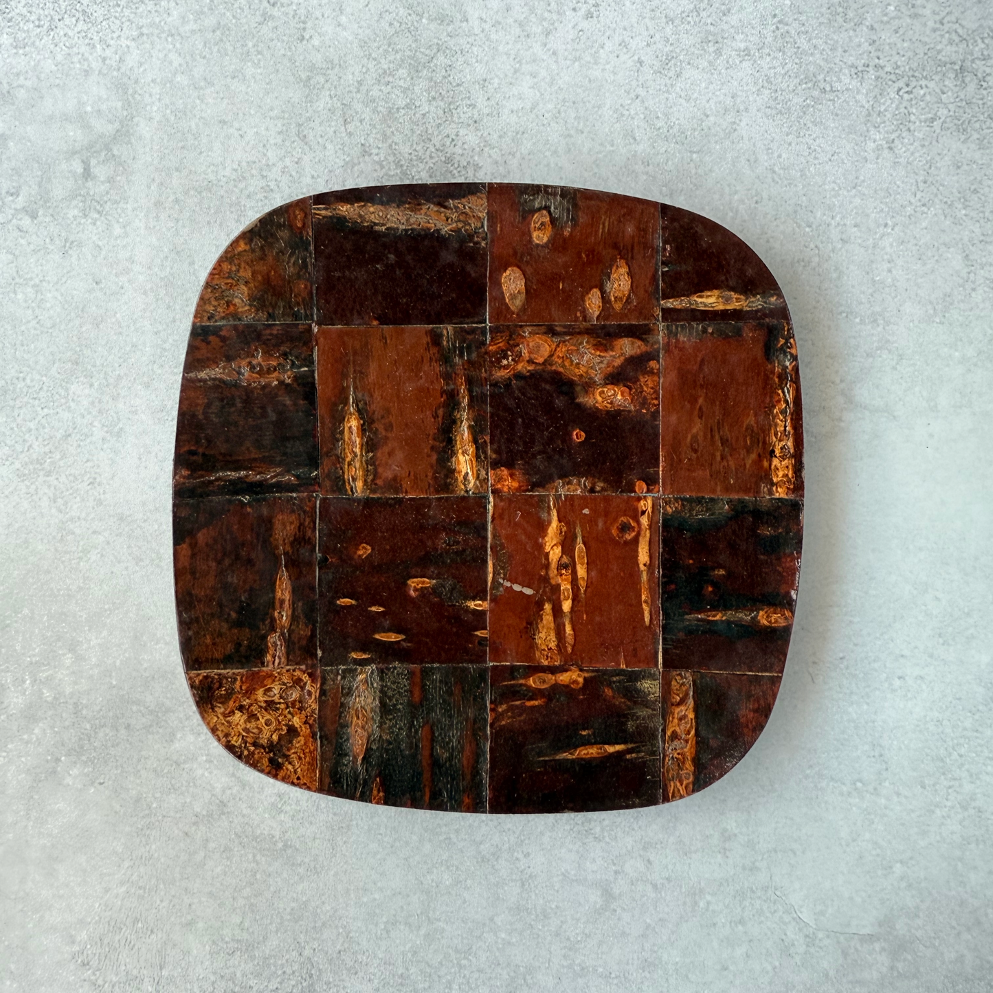 [Handcrafted Kabazaiku Tray Set of 5] Traditional Japanese Cherry Bark Craft from Akita – Square Plates 13cm (5.12in)