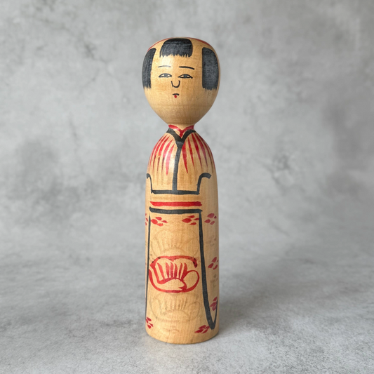 Traditional Kokeshi by Kyutaro Ogura 1970s — Living National Treasure | Kijiyama Style | 18.5cm (7.3")