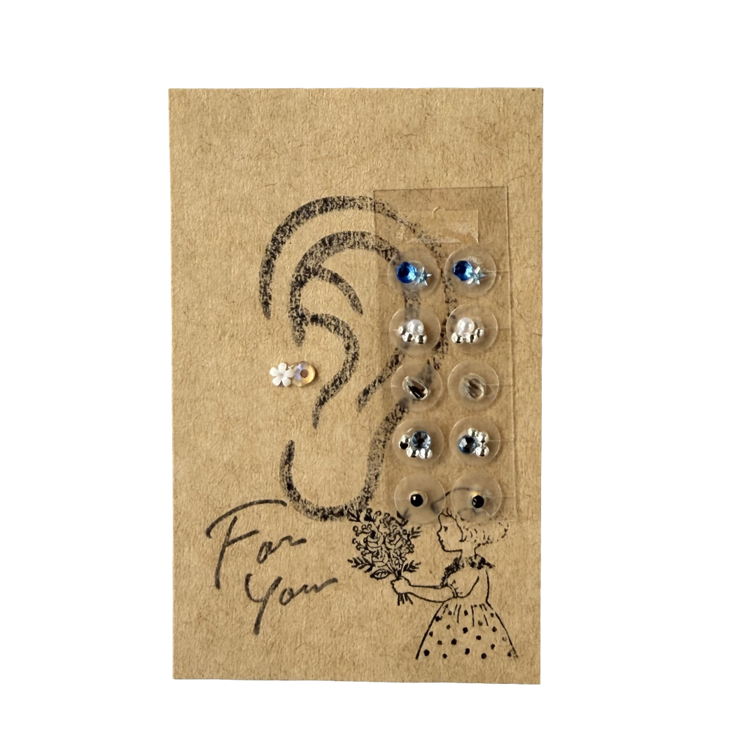 Ear Acupressure Jewelry Self-Care Set, 10 Pieces with Basic Steps & Target Points Guide