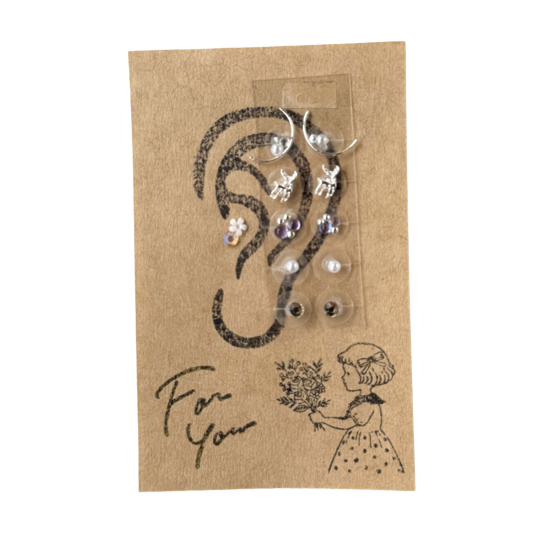 Ear Acupressure Jewelry Self-Care Set, 10 Pieces with Basic Steps & Target Points Guide
