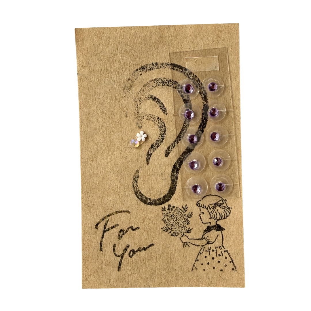 Simple Design Ear Acupressure Jewelry Self-Care Set, 10 Pieces with Basic Steps & Target Points Guide